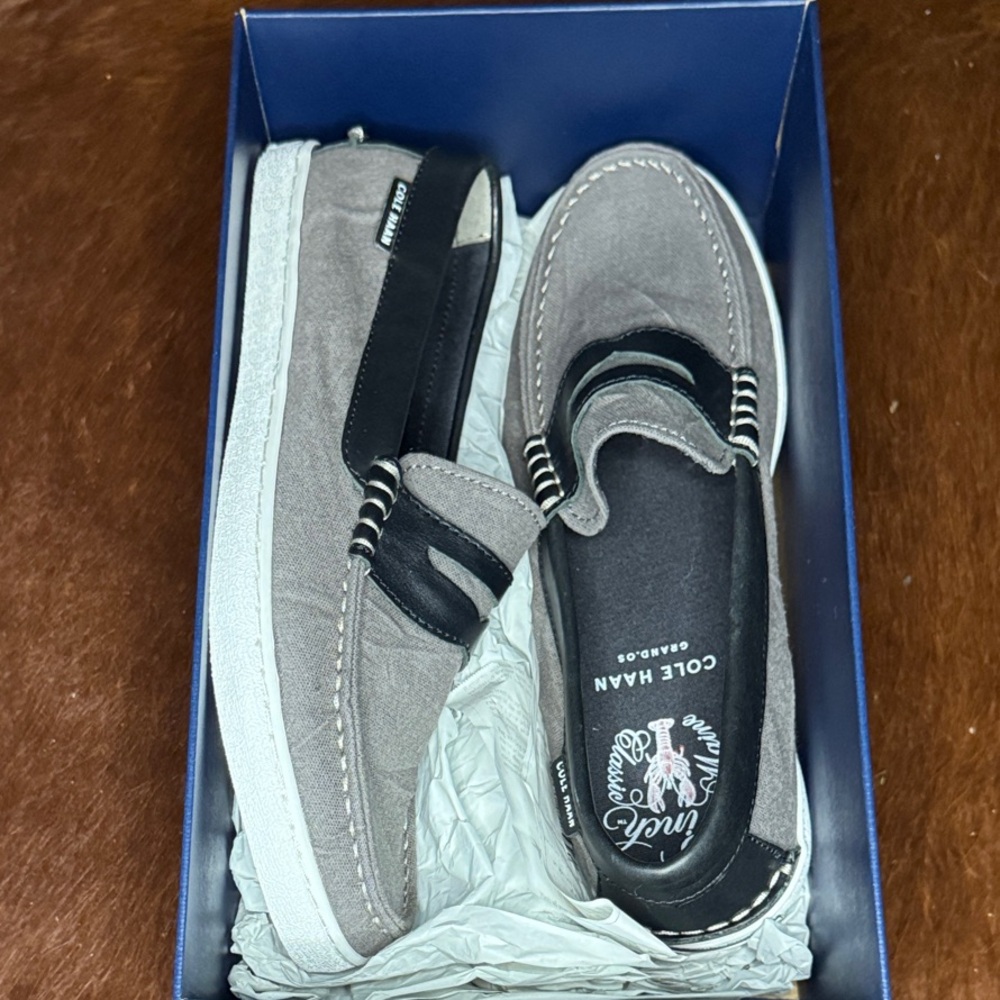 Cole Haan Men's Pinch Maine Classic I Black and Gray Slip-On Loafers -New In Box